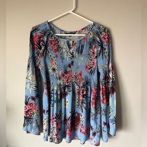 Floral Blue Women's Top